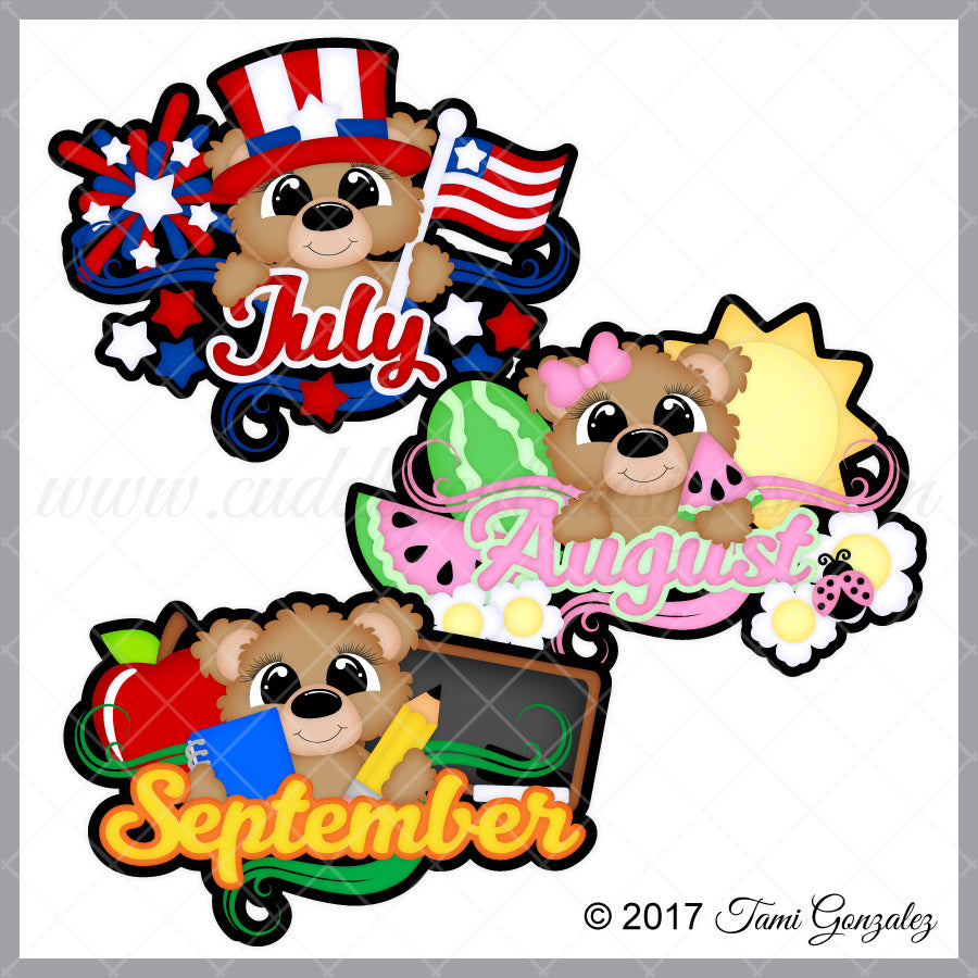 Calendar Bears - July - August - September