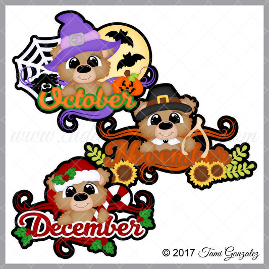 Calendar Bears - October - November - December