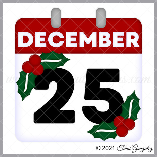 December 25th Calendar Page