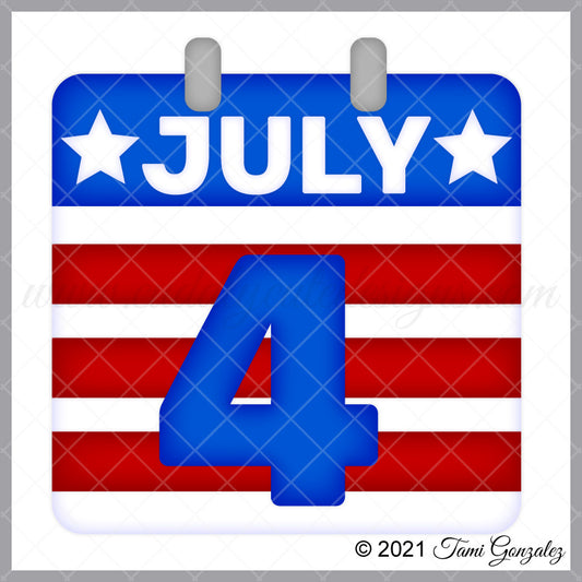 July 4th Calendar Page