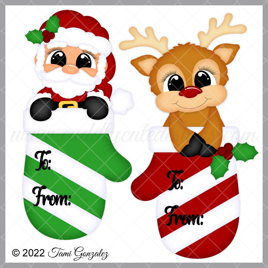 Santa Mittens Mitten Tags - Santa & Reindeer – Cuddly Cute Designs