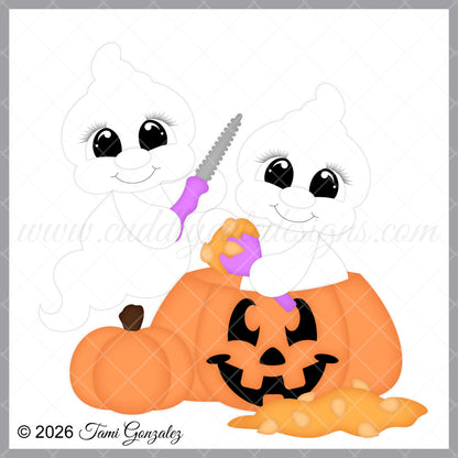 Pumpkin Carving Ghosts