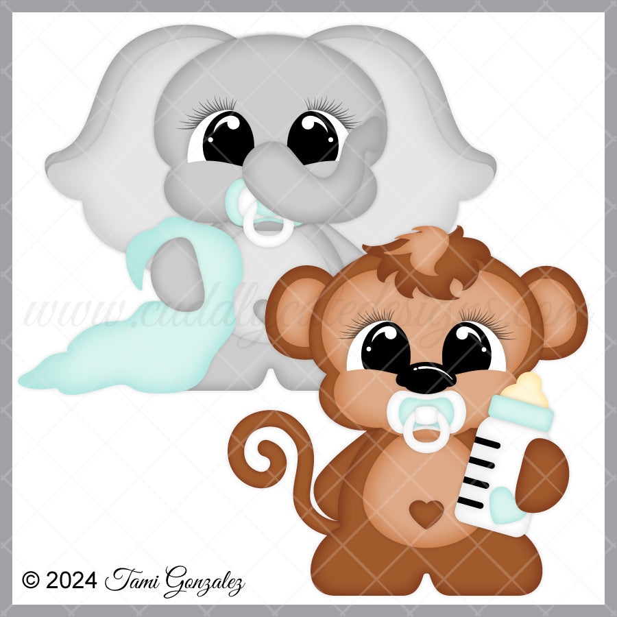 Snuggle Babies - Elephant & Monkey