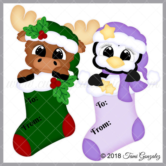 Stocking Tags - Moose & Penguin