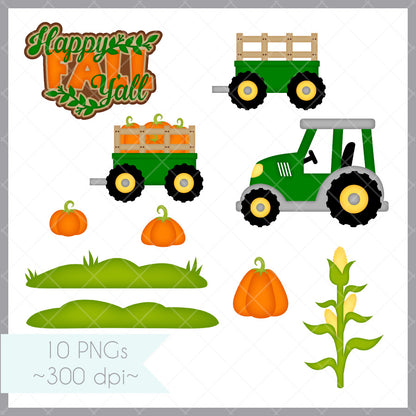 Tractor with Pumpkins